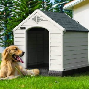 Waleaf Plastic Dog House Outdoor Indoor for Small Medium Larige Dogs,Waterproof Dog Houses with Elevated Floor and Air Vents,Durable Ventilate & Easy Clean and Assemble