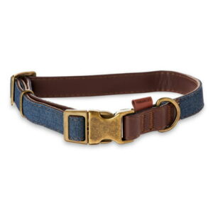 Vibrant Life Denim Dog Collar, Brown & Blue, M