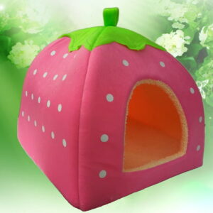 Sijiali Strawberry Dog Puppy Cats Indoor Foldable Soft Warm Bed Pet House Kennel Tent