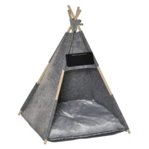 PawHut Pet Teepee Tent Cat Bed Dog House w/ Cushion Chalkboard for Kitten Puppy