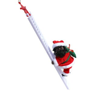 Climbing Santa Christmas Tree Decorations Electric Black Santa Climbing Ladder, Home Christmas Decorations African American Santa Claus Climbing up and down on Ladder with Music Effect