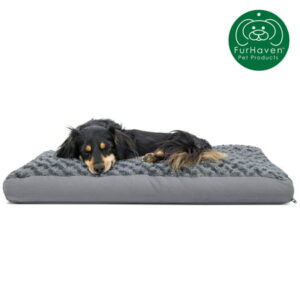 FurHaven Pet Products | Deluxe Plush Pillow Pet Bed for Dogs and Cats, Gray, Medium