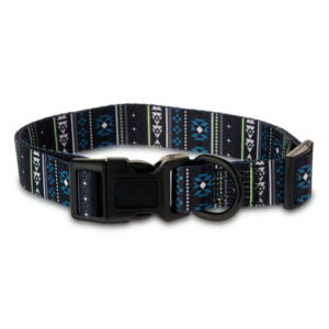 Vibrant Life Polyester Aztec Adjustable Collar for Dogs, Blue, Large