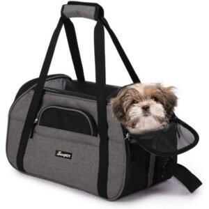 Jespet Soft-Sided Dog & Cat Carrier Bag, Airline Approved Pet Kennel Travel Handbag & Car Seat