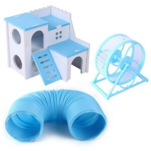 Fovolat Fun Hamster Toys|Small Animal Hideout Hamster House|Hamster Toy Play Toys Hamster Cage Accessories with Villa Wheel Tunnels for Small Animals Like Dwarf Hamster And Mouse
