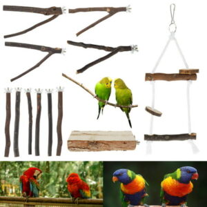 Harupink Parrot Bird Perches Natural Wood Bird Standing Stick Parrot Perch Stand Platform Wooden Exercise Climbing Paw Grinding Toy Birdcage Accessories for Parakeet Parrot Budgie Lovebirds