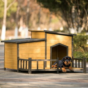 Hommoo Large Pet Dog House, Outdoor & Indoor Wooden Room Shelter with Porch