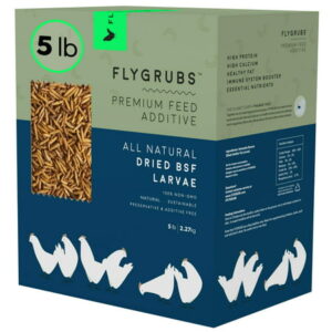 FLYGRUBS Non-GMO Dried Black Soldier Fly Larvae Chicken Feed, BSF Larvae Treats for Hens, Ducks, Birds, 5 lbs