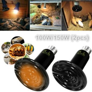 100W/150W 2-Pack Ceramic Heat Emitter Reptile Heat Lamp Bulb No Light Emitting Brooder Coop Heater for Amphibian Pet & Incubating Chicken