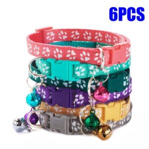 Set of 6 Dog Footprint Dog Collar Bell Collar