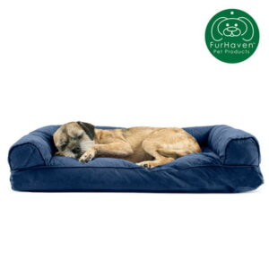 FurHaven Pet Products | Quilted Pillow Sofa Pet Bed for Dogs & Cats, Navy, Medium