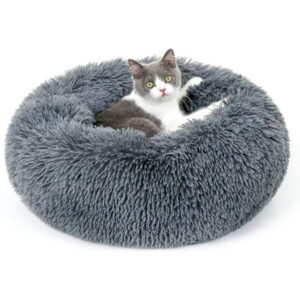 Rabbitgoo Cat Bed for Indoor Cats,Fluffy Round Self Warming Calming Soft Plush Donut Cuddler Cushion Pet Bed for Small Dogs Kittens