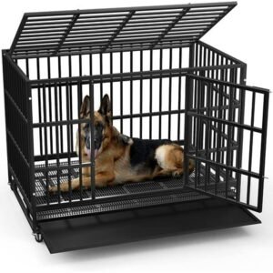 Vitesse Heavy Duty Dog Crate cage，Extra Large Dog Crate Kennel，Indestructible high Anxiety Dog Crate,Easy to Assemble, XXL Large Dog Crate for Outdoor and Indoor with Removable Tray