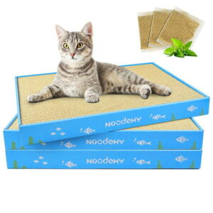 Noodoky 3 Pcs Large Cat Scratching Pads, Double-Sided Corrugated Horizontal Cat Scratcher Cardboard Pad, Scratch Board