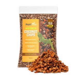 ReptiCasa Organic Coconut Chips Substrate Clean & Ready to Use for Reptiles, Snake, Tortoise, and Amphibian, Natural Fiber Free Husks, Clean Breeding and Bedding Flooring, Odor Absorbing – 10.6 Quarts