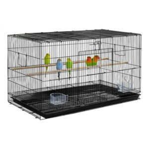 SmileMart 30″ Bird Cage with Slide-Out Tray and Wood Perches, Black