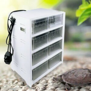 TFCFL 8-Grid Reptile Breeding Tank Pet Feeding Box with Hygrometer for Insect Turtle Snake White