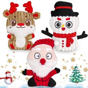 Dreamon Christmas Dog Toys | Plush Dog Toy | Funny Squeaky Dog Chew Toys for Puppy | Christmas Gifts for Large Small Dogs (3 Pack)