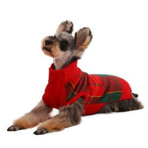 Kuoser Dog Sweater, Dog Classic Plaid Knitwear for Cold Weather Small Medium Sized Dog Turtleneck Pet Christmas Clothes Cozy Doggie Vest Dog Winter Coat Costume(XS-XL），Christams Sweaters for Dog