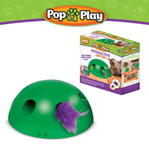 Pop N’ Play Interactive Cat Toy, Motorized Peek-A-Boo Play with Mouse and Feather Toys, As Seen on TV