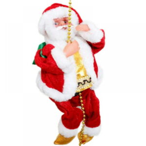 Christmas Santa Claus, Electric Climbing Ladder Black Santa Claus with Jingle Bells Music, Santa Climbing Ladder to Christmas Tree, Xmas Decorations Hanging Ornaments Toys