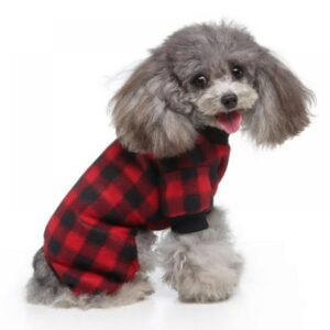 100% Cotton Buffalo Plaid Dog Clothes Puppy Pajamas Pet Apparel Cat Onesies Jammies Doggie Jumpsuits,Pet Pajamas for Dogs Red Plaid Sweaters Soft Clothes