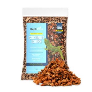 ReptiCasa Organic Coconut Chips Substrate Clean & Ready to Use for Reptiles, Snake, Tortoise, and Amphibian, Natural Fiber Free Husks, Clean Breeding and Bedding Flooring, Odor Absorbing – 10.6 Quarts