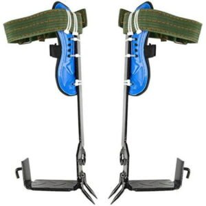 FETCOI 2 Gears Tree Climbing Spike Kit Safety Adjustable Belt Lanyard Rope Rescue Belts (Blue)