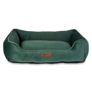 Vibrant Life Large Faux Velvet Box Dog Bed, Green