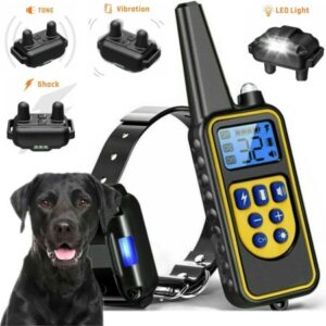 Dog Training Collar, Dog Shock Collar with Remote 2500FT Shock Collar for Dogs IPX7 Waterproof Rechargeable w/Beep 100 Levels Vibrate Shock Modes Shock Collar for Small Dogs Medium Large Dogs