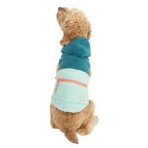 Justice Pet Polyester Sherpa Snowflake Dog Hoodie, Turquoise, XL