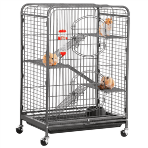 Metal 37″ Small Animal Cage for Ferret, Large Rat, Guinea Pig, and Mouse with Pull Out Tray, Black