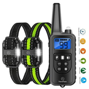 Heaflex Dog Training Electric Collar 2600ft Remote 4 Modes Light Beep Vibration Shock Waterproof 2 Dogs