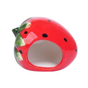 Ceramic Cartoon Strawberry Shape Hamster House Home Summer Cool Small Animal Pet Nesting Habitat Cage Accessories