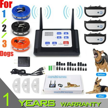 Wireless Dog Fence System, Electric Dog Fence Wire-Free with 2 IP65 Waterproof Training Collars for 2 Dogs 70 Acre Pet Containment