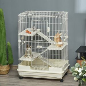 Eccomum 32”L 4-Level Indoor Small Animal Cage with Wheels – White