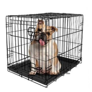 MH Single-Door Folding Dog Crate with Divider, Large, 36″