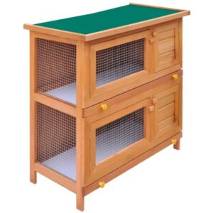 Dcenta Outdoor Hutch Small Animal House Pet Cage 4 Doors Wood