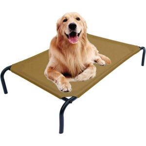 PHYEX Elevated Dog Bed, Raised Cooling Pet Bed for Large Dogs, 50.5″L x 30.5″W x 7.8″H (L, Brown)