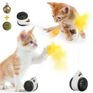 Focuspet Automatic Ball Cat Toy with Feathe Interactive Intelligent Ball Cat Toys Brain Teaser Pet Balls Electric for Cat/Kitty