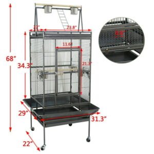 ZENSTYLE 68″H Large Spacious Bird Cage with Rolling Stand Metal Frame