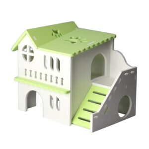 Hamster Hideout Playhouse Small Animals Multi Story Villa Colorful House Habitat Decor with Ladder Easy to Assemble