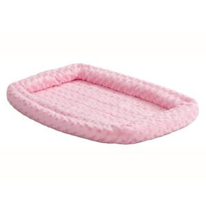 QuietTime Double Bolster Dog Bed & Crate Mat, Pink, 18″