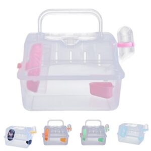 Walbest Portable Carrier Hamster Carry Case Cage with Water Bottle Travel&Outdoor for Hamster Small Animals