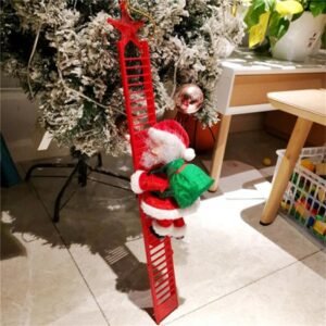 Electric Climbing Ladder Rope Santa Claus Doll Christmas Figurine Ornament Santa Climbing Ladder to Tree