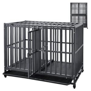 SMONTER Stackable Dog Crates with Divider-Heavy Duty Dog Kennels and Crates for Small Medium and Large Dogs, 38in