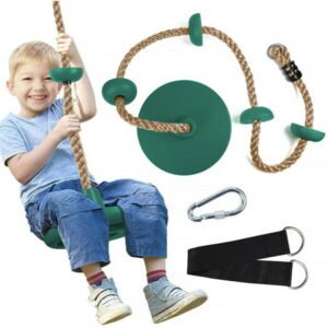 BIGLUFU Tree Swing Climbing Rope for Kids, Kids Outdoor Playground Swingset Accessories with 6.6ft Adjustable Rope, Carabiner and Strap (Green)