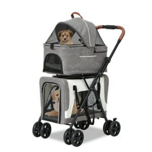 Kinbor 3 In 1 Pet Stroller with Detachable Carriers 4 Wheels Removable Cushions for Dog Cat Puppy
