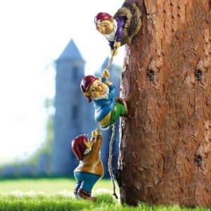 JahyShow Climbing Tree Gnomes Decoration Funny Garden Sculpture Cartoon Gnome ornaments