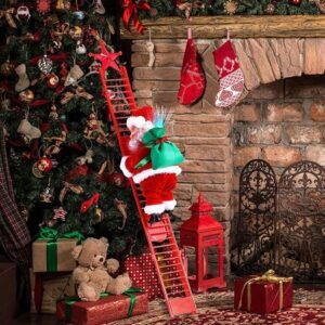 Musical Electric Climbing Ladder Santa Claus Christmas Tree Decoration Holiday Decor Ornament Gift Toy